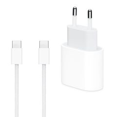 Apple Originele USB-C Power Adapter 20 watt + Originele USB-C naar USB-C oplaadkabel - 1 meter - Wit