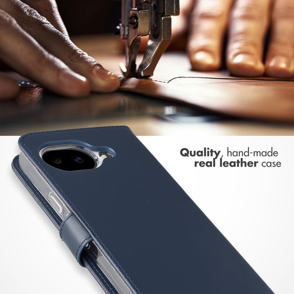 Selencia Genuine Leather Book Case Google Pixel 10a - Dark Blue