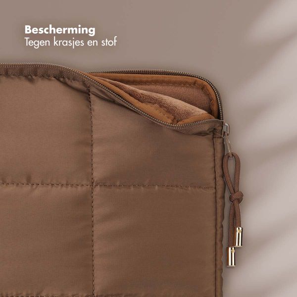 Selencia Puffy Laptop hoes 13-14 inch - Laptopsleeve - Mocha Brown