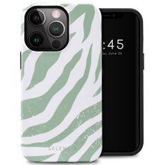 Selencia Vivid Tough Backcover iPhone 13 Pro - Colorful Zebra Sage Green