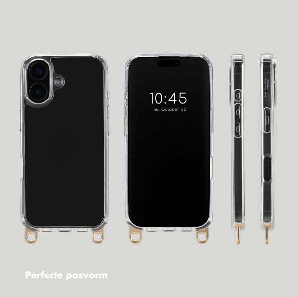 Selencia Transparent Case with Hooks + Lova Wrist Strap Apple iPhone 16 - Cotton Candy