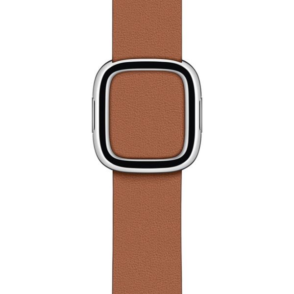 Apple Leather Band Modern Buckle Apple Watch Series 1 t/m 9 / SE (38/40/41 mm) | Series 10 / 11 (42 mm) - Maat L - Saddle Brown