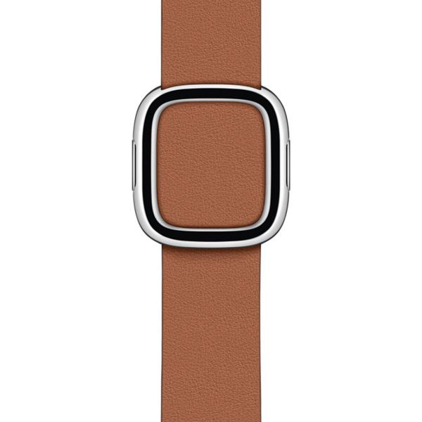 Apple Leather Band Modern Buckle Apple Watch Series 1 t/m 9 / SE (38/40/41 mm) | Series 10 (42 mm) - Maat L - Saddle Brown