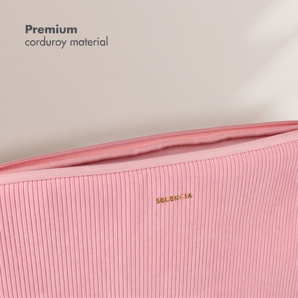 Selencia Corduroy Laptop hoes 13-14 inch - Laptopsleeve - Soft Blush