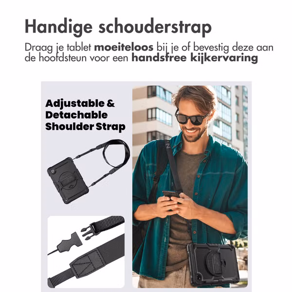 Accezz Rugged Backcover met schouderstrap Lenovo Tab M11 - Zwart