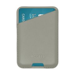 Accezz Leather Card Holder - Compatible with MagSafe and Qi2 - Light Grey