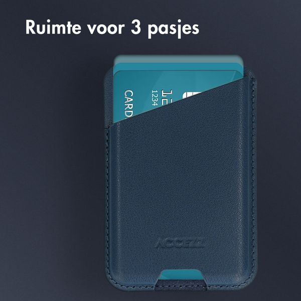 Accezz Leren Kaarthouder - Geschikt voor MagSafe en Qi2 - Nightfall Blue