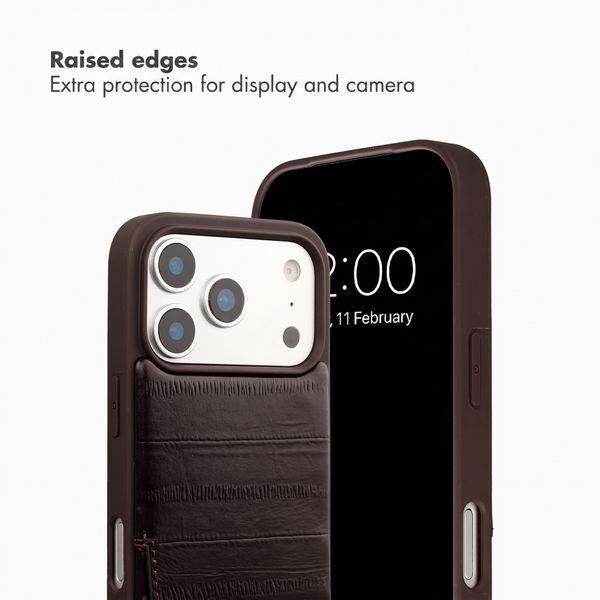 Selencia Nova Real Leather Back Cover with Card Holder Apple iPhone 17 Pro - Dark Chocolate