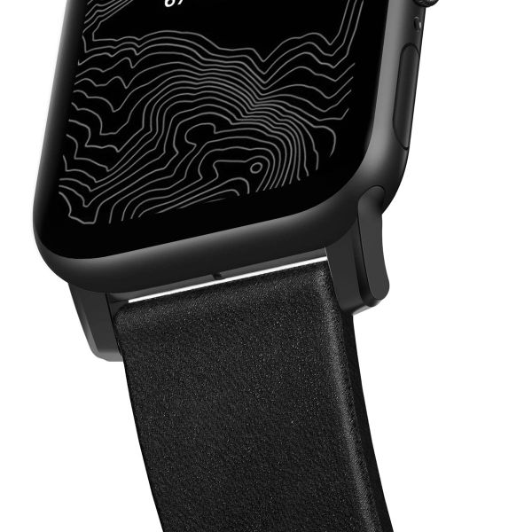 Nomad Modern Band van leder Apple Watch Series 1 t/m 10 / SE / Ultra (2) (44/45/46/49 mm) - Zwart/Zwart