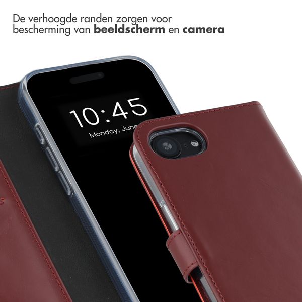 Selencia Echt Leren Bookcase Apple iPhone 17e / 16e - Burgundy