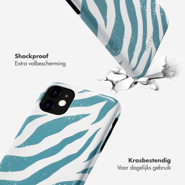 Selencia Vivid Tough Backcover iPhone 11 - Colorful Zebra Pine Blue