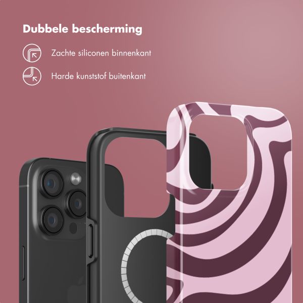 Selencia Vivid Tough Backcover met MagSafe iPhone 15 Pro - Wavy Swirl Pink Plum