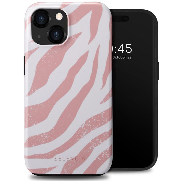 Selencia Vivid Tough Backcover iPhone 15  - Colorful Zebra Old Pink