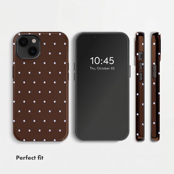 Selencia Vivid Back Cover Apple iPhone 14 - Happy Dots Chocolate