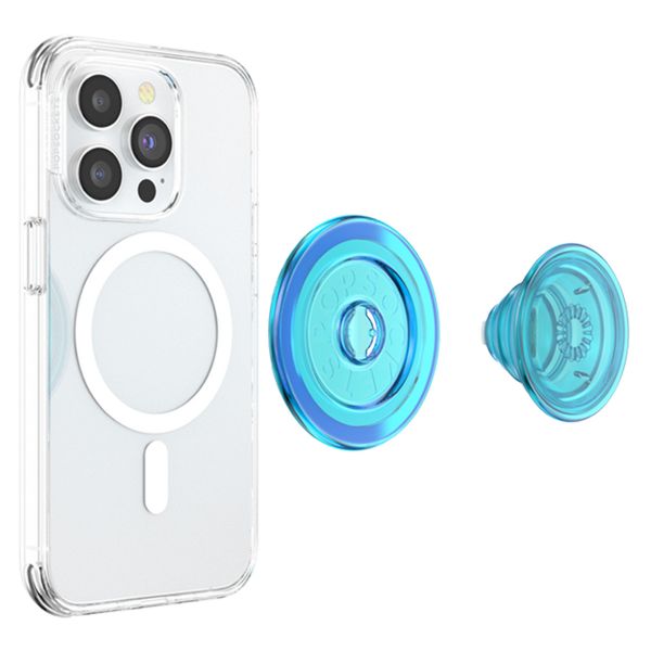 PopSockets PopGrip MagSafe Round - Translucent Electric Blue