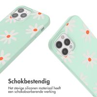 imoshion Siliconen design hoesje met koord iPhone 12 (Pro) - Green Flower Distance