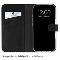 Selencia Echt Leren Bookcase Apple iPhone 18 Pro Max / 17 Pro Max - Zwart