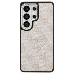 Guess 4G Leather Backcover met MagSafe Samsung Galaxy S26 Ultra - Gold Edge - Pink
