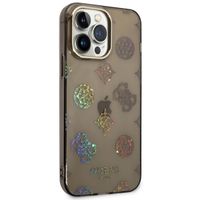 Guess Peony Glitter Backcover iPhone 14 Pro Max - Zwart