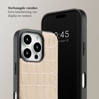 Selencia Nova Croco Backcover met koord en pashouder iPhone 16 Pro - Beige