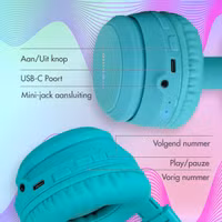 imoshion Draadloze Kinderkoptelefoon LED Light Cat Ear - Decibelbegrenzer - Met AUX kabel - Lichtblauw