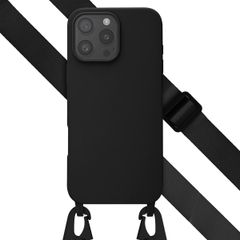Selencia Siliconen hoesje met afneembaar koord Apple iPhone 16 Pro Max - Zwart