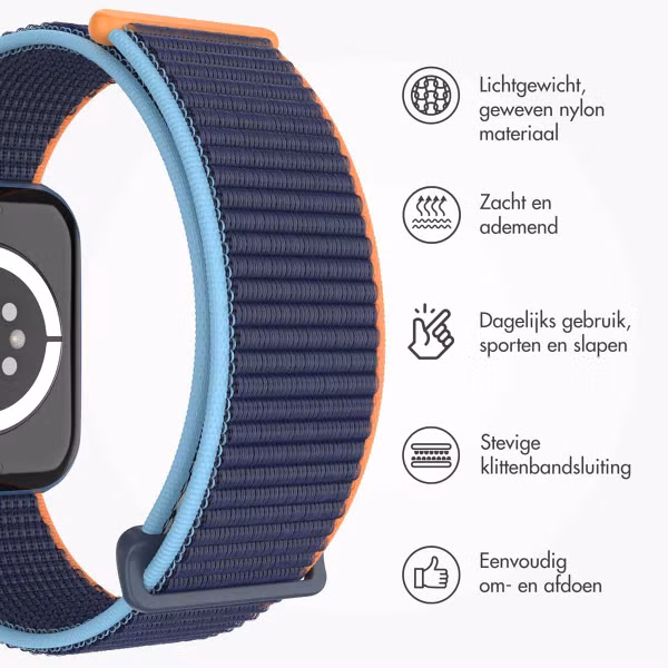 imoshion Nylon bandje Apple Watch Series 1 t/m 9 / SE (38/40/41 mm) | Series 10 / 11 (42 mm) - Dark Navy Blue