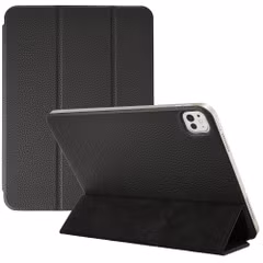 Accezz Leather Trifold Bookcase Apple iPad Pro 13 (2025) M5 / (2024) M4 - Zwart