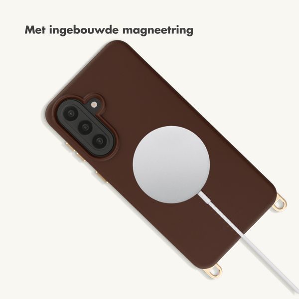 Selencia Rivièra MagSafe Backcover met afneembare haakjes Samsung Galaxy A57 (5G) - Choco Brown