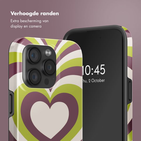 Selencia Vivid Tough Backcover met MagSafe iPhone 15 Pro - Double Hearts Plum Fern