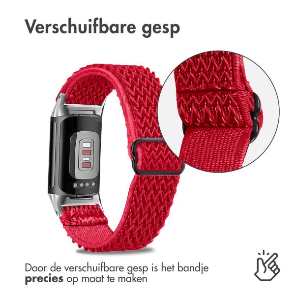 imoshion Elastisch nylon bandje Fitbit Charge 5 / Charge 6 - Rood