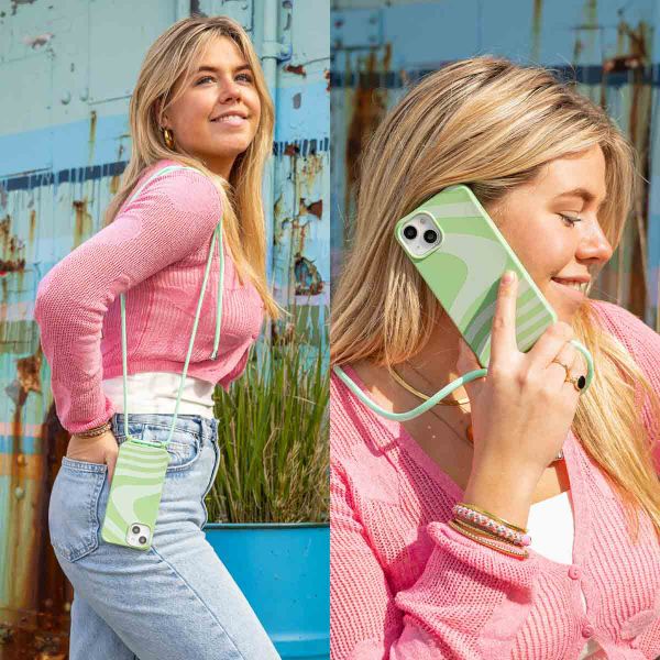 imoshion Siliconen design hoesje met koord Apple iPhone 15 - Retro Green