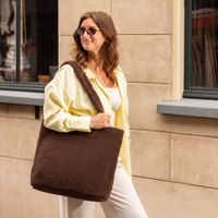 Selencia Zaya Tote Bag - Teddy Laptoptas 16 inch - Choco Brown