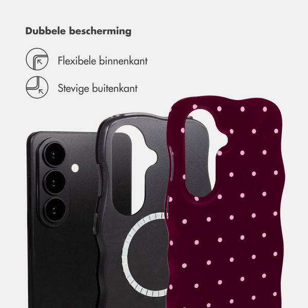 Selencia Vivid Wavy Backcover met MagSafe Samsung Galaxy S26 - Happy Dots Burgundy