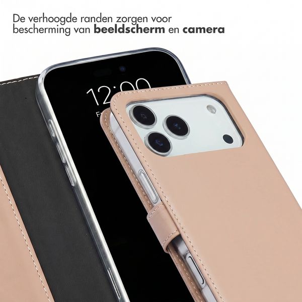 Selencia Echt Leren Bookcase Apple iPhone 18 Pro / 17 Pro - Dusty Pink