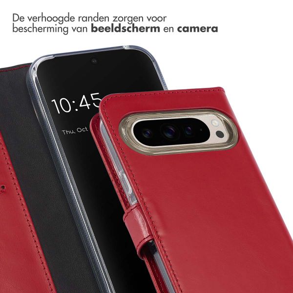 Selencia Echt Leren Bookcase Google Pixel 9 / 9 Pro - Rood