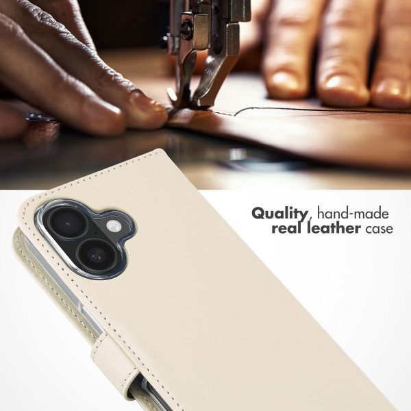 Selencia Genuine Leather Book Case Apple iPhone 16 - Greige