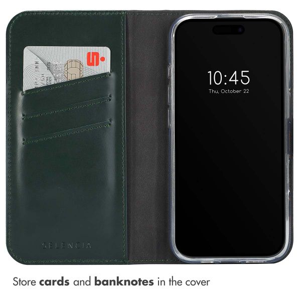 Selencia Genuine Leather Book Case Apple iPhone 16 Pro Max - Green