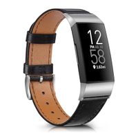 Fitbit Leather band Fitbit Charge 3 / 4 - Maat L - Zwart