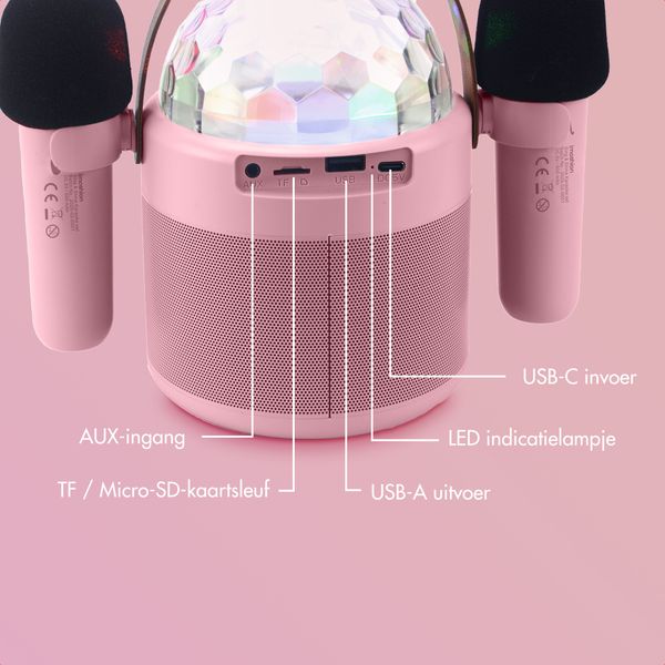 imoshion Sing & Shine Karaoke set - Speaker en 2 Microfoons - Candy Pink