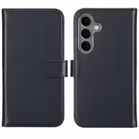 Selencia Echt Leren Bookcase Samsung Galaxy S25 Plus - Zwart