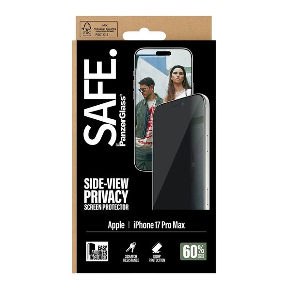 SAFE by PanzerGlass Privacy Screenprotector Ultra Wide Fit met applicator Apple iPhone 17 Pro Max