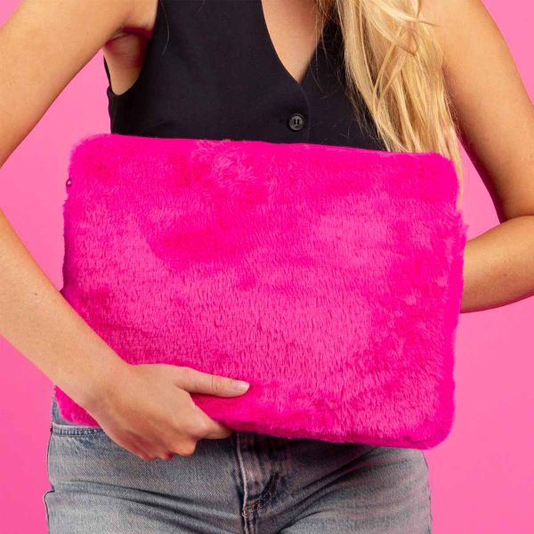 imoshion Fluffy Laptop hoes 15-16 inch - Laptopsleeve - Hot Pink