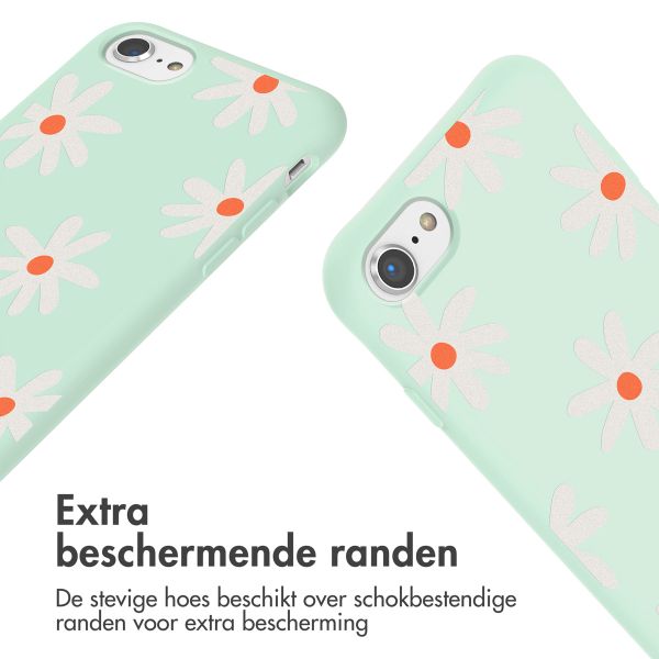imoshion Siliconen design hoesje met koord Apple iPhone SE (2022 / 2020) / 8 / 7 - Green Flower Distance