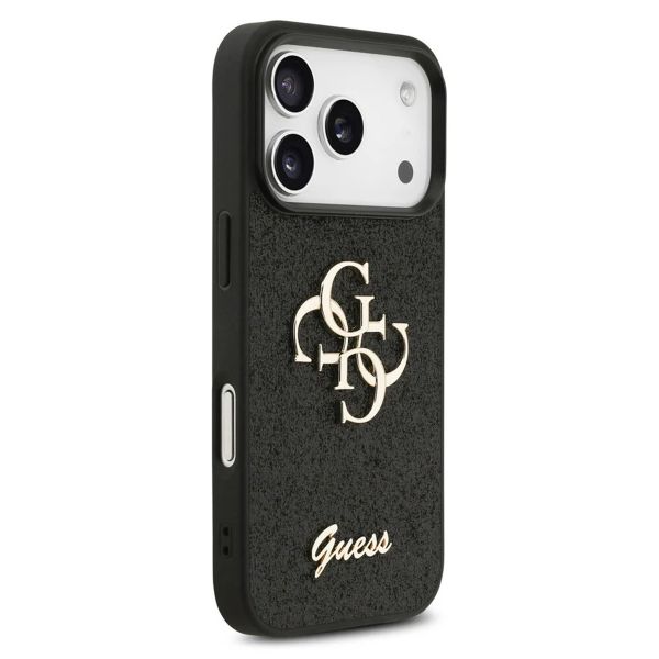Guess 4G Metal Logo Glitter Backcover Apple iPhone 17 Pro Max - Zwart