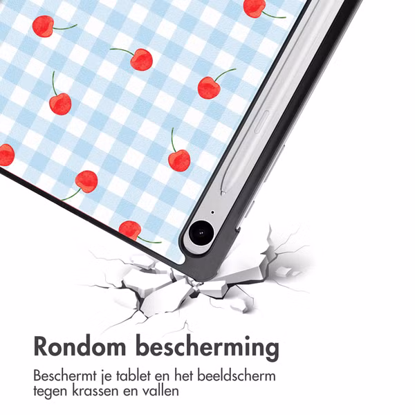 imoshion Design Trifold Bookcase Samsung Galaxy Tab S9 11.0 inch / S10 Lite / S10 FE / S9 FE 10.9 inch - Cherry Check