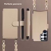 Selencia Riva Bookcase met MagSafe en Koord Samsung Galaxy S25 Ultra - Beige