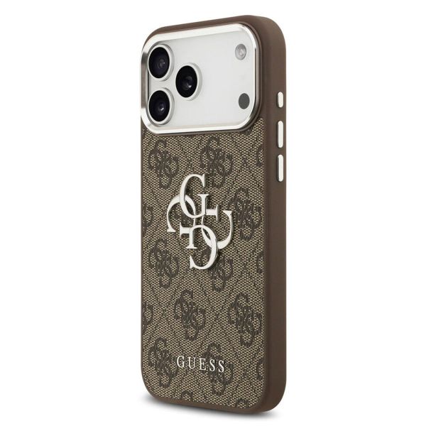 Guess 4G Metal Logo Backcover Apple iPhone 17 Pro - Silver Edge - Brown