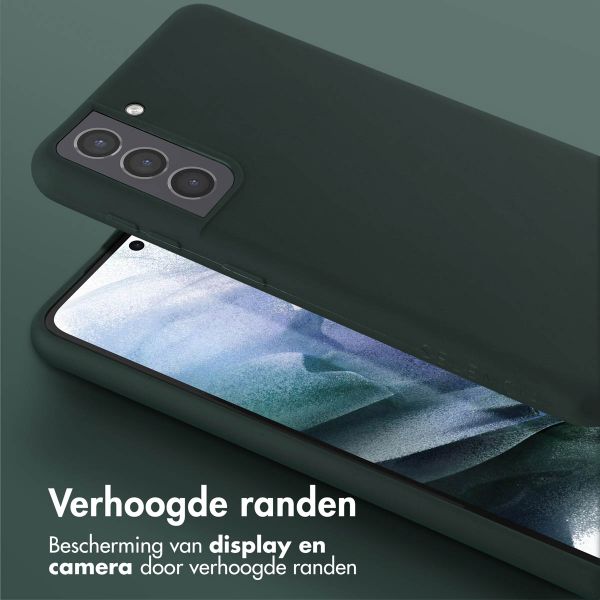 Selencia Siliconen hoesje met afneembaar koord Samsung Galaxy S21 - Donkergroen