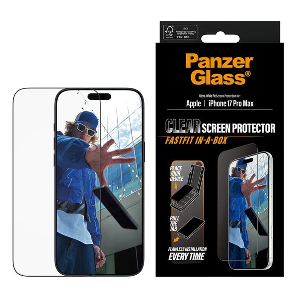 PanzerGlass Ultra Wide Fit FastFit in-a-box Screenprotector Apple iPhone 17 Pro Max